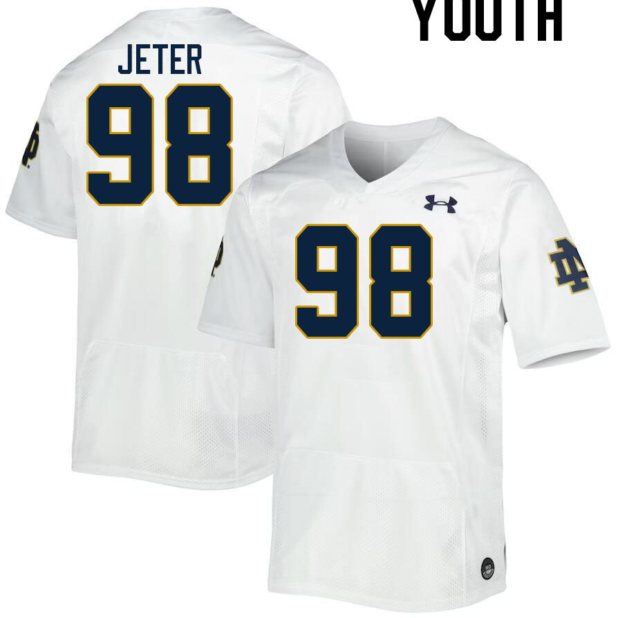 Youth #98 Mitch Jeter Notre Dame Fighting Irish College Football Jerseys Stitched-White